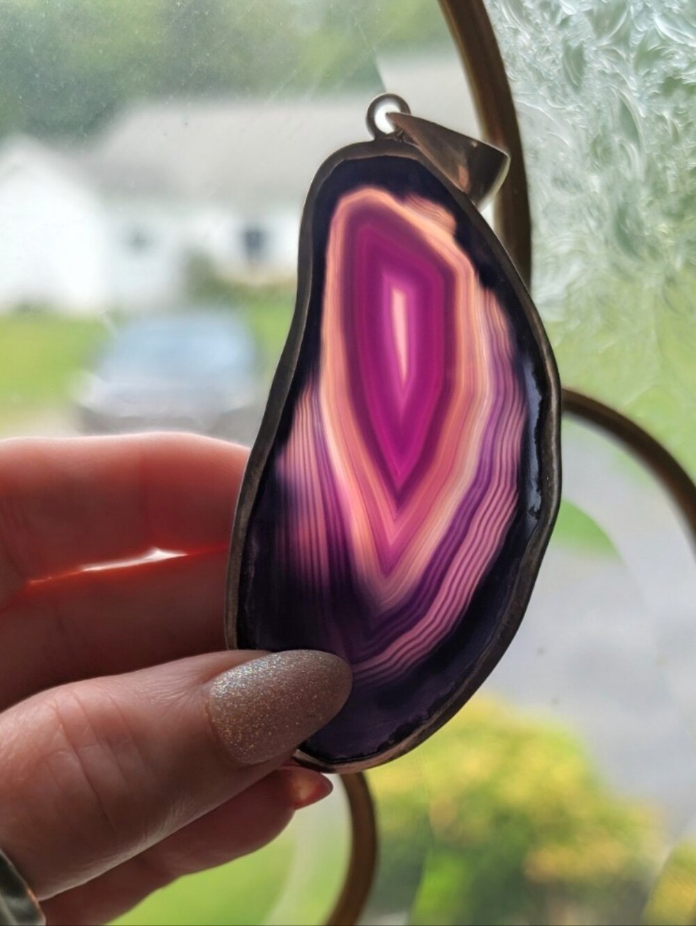 Charles Albert Fine Silver Large Amethyst Geode Pendant